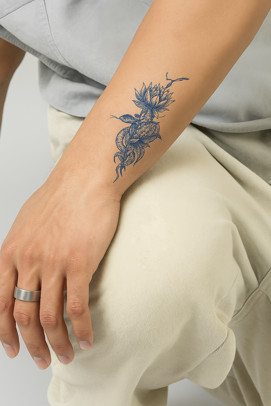 Tentație – Tatuaj Temporar Simbolic cu Elemente Mistice și Stil Dark Romantic