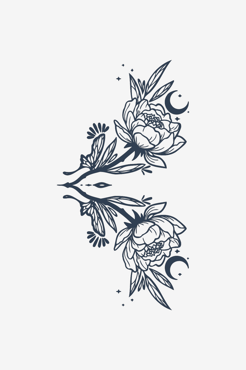 Fleurs et Lune
