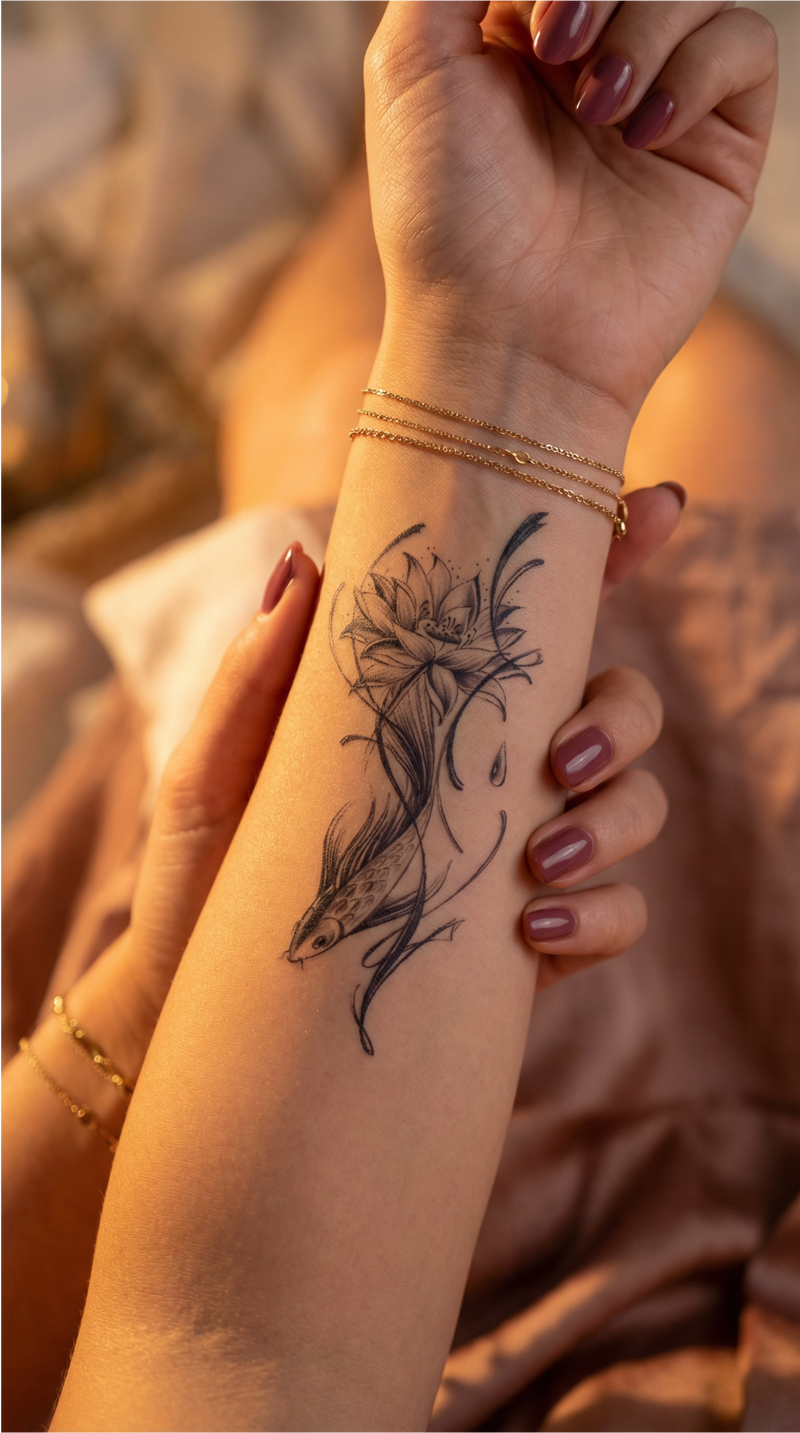 Lotus et poisson